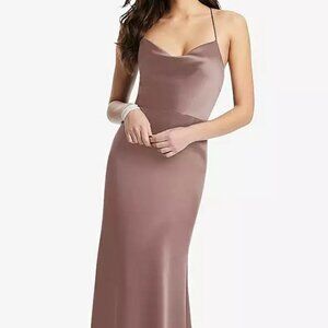 Dessy Collection Cowl Neck Criss Cross Back Slip Dress 12 Sample